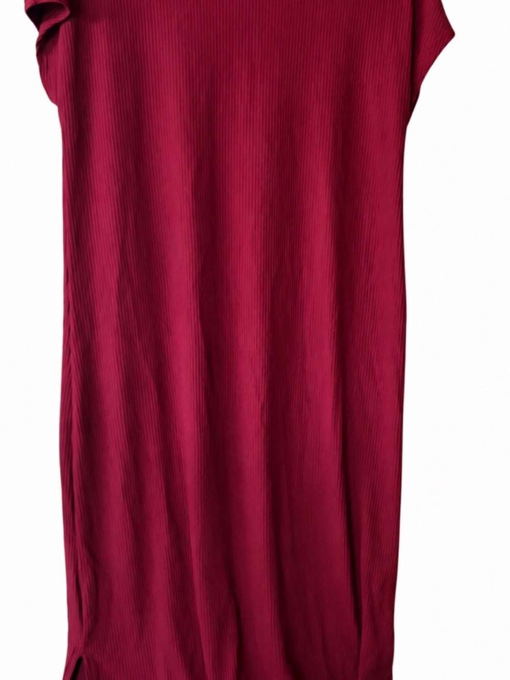 Ribbed Midi Dress in Deep Berry